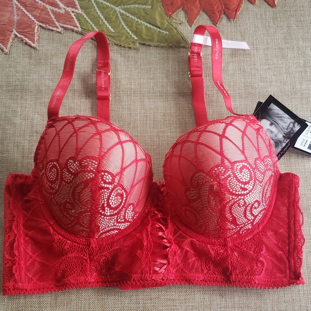 Deisy Fuentes 36B red lace wide line padded new bra